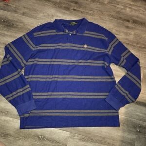 Vintage Lauren‎ Ralph Lauren Striped Purple/ Gray Polo Shirt Mens Size X…